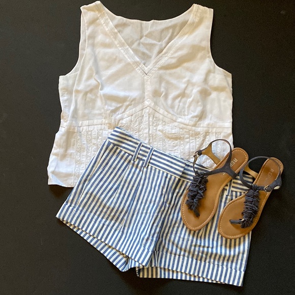 Express Pants - Express Linen/Cotton Blue and White Stripe Dressy Shorts Women's Size 2